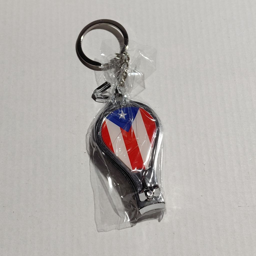 Puerto Rico flag Nail Clipper Keychain One Size Silver Red White Blue
